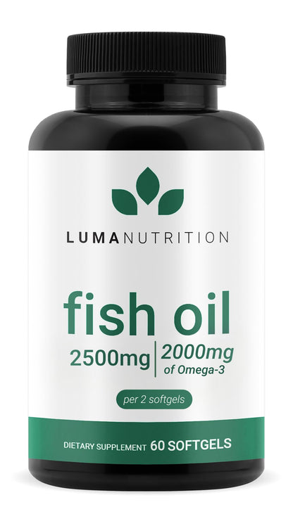 Luma Nutrition Omega 3 Fish Oil Supplement - Extra Strength 2500mg Per Serving - 2000mg EPA & DHA Per Serving - Brain and Heart Health - 60 Softgels, 30 Servings Luma NutritionBuy Supplements Australia