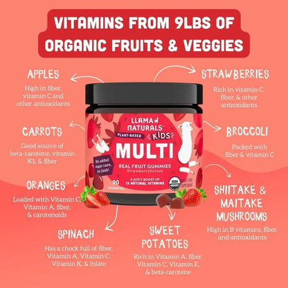 Llama Naturals Real Fruit Multivitamin Gummies | Kids & Women's Whole Food-Based Vitamins | No Added Cane Sugar | Llama NaturalsBuy Supplements Australia