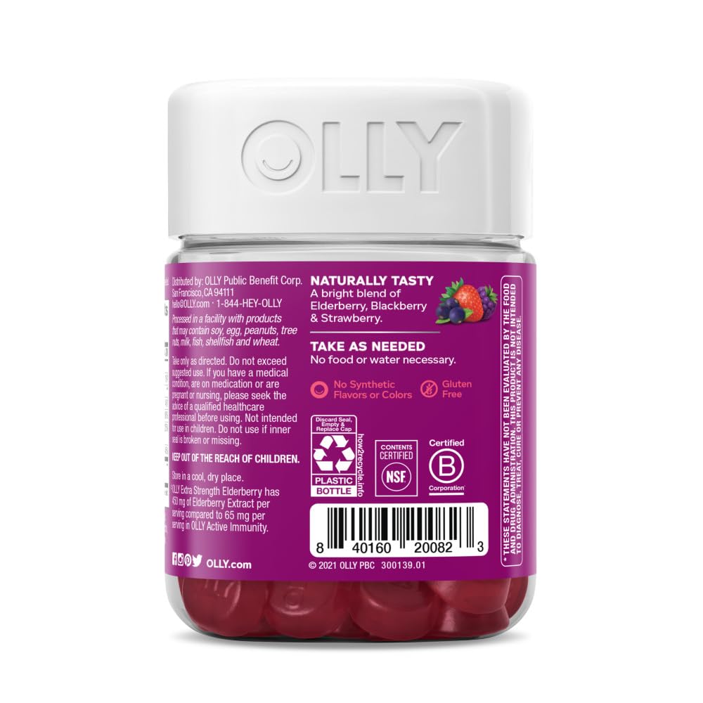 OLLY Extra Strength Elderberry Gummies, Immune Support, 450mg Elderberry, Vitamin C OLLYBuy Supplements Australia