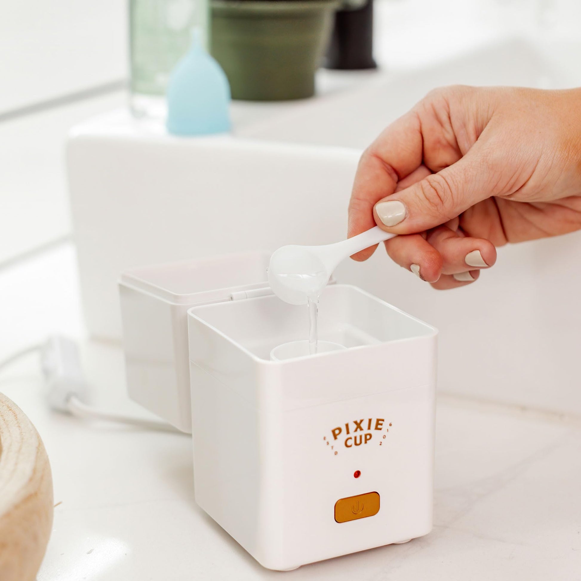 Pixie Menstrual Cup Sterilizer Cleaner Machine - The Only Hinged Lid Steamer & Drying Stand Pixie CupBuy Supplements Australia