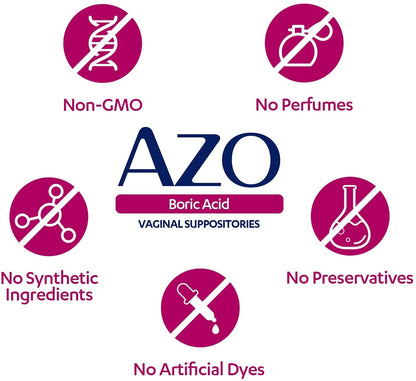 AZO Boric Acid Vaginal Suppositories, 30 Count + AZO Dual Protection, 30 Count, Urinary + Vaginal Support* AZOBuy Supplements Australia