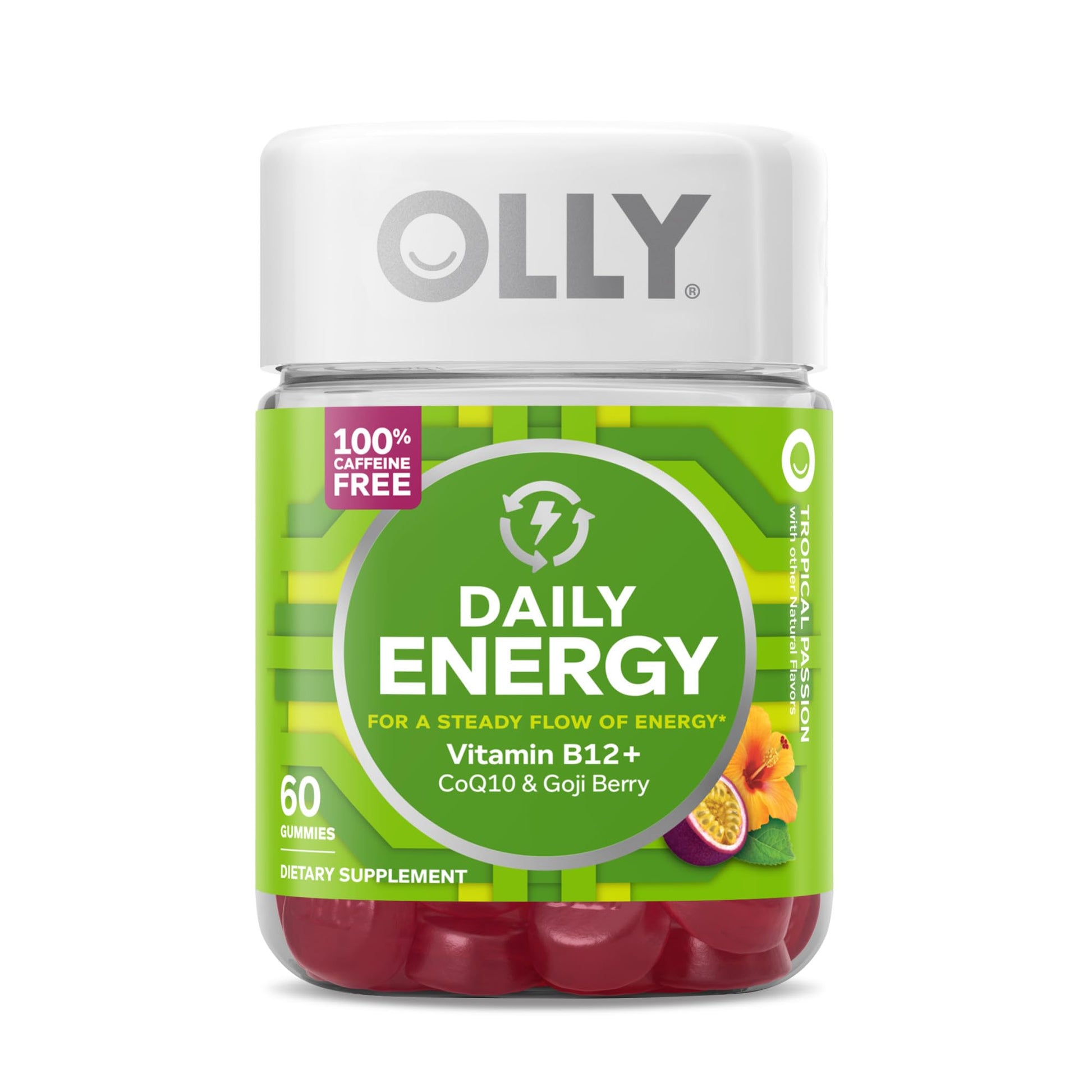 OLLY Daily Energy Gummy, Caffeine Free, Vitamin B12, CoQ10, Goji Berry, Adult Chewable Supplement & Hello Happy Gummy Worms, Mood Balance Support, Vitamin D, Saffron, Adult Chewable Supplement OLLYBuy Supplements Australia