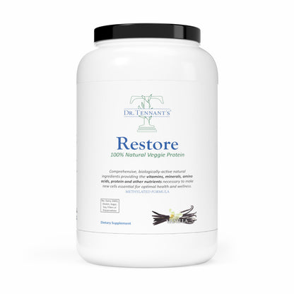 Restore Vanilla Veggie Protein | Premium Plant-Based Protein - 100% Natural and Omega 3 Fusion, Including Pea Protein Isolate - Low Carb, Keto, Dairy Free - 30 Day Supply Dr. Tennant's Dr. Tennant'sBuy Supplements Australia