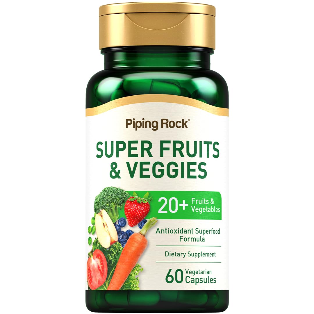 Piping Rock Fruits and Veggies Supplement | 60 Capsules | Superfood Fruit and Vegetables Vitamins | with Prebiotic Blend | Vegetarian Formula | Non-GMO, Gluten Free Piping RockBuy Supplements Australia