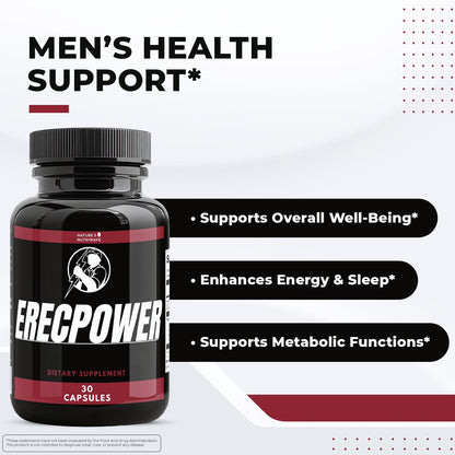 Nature’s NutriWave ErecPower – 100% Natural Men’s Wellness Supplement with Niacin, Zinc & Herbal Blend - Made in USA – 30 Capsules, 3 Month Supply Nature’s NutriWaveBuy Supplements Australia