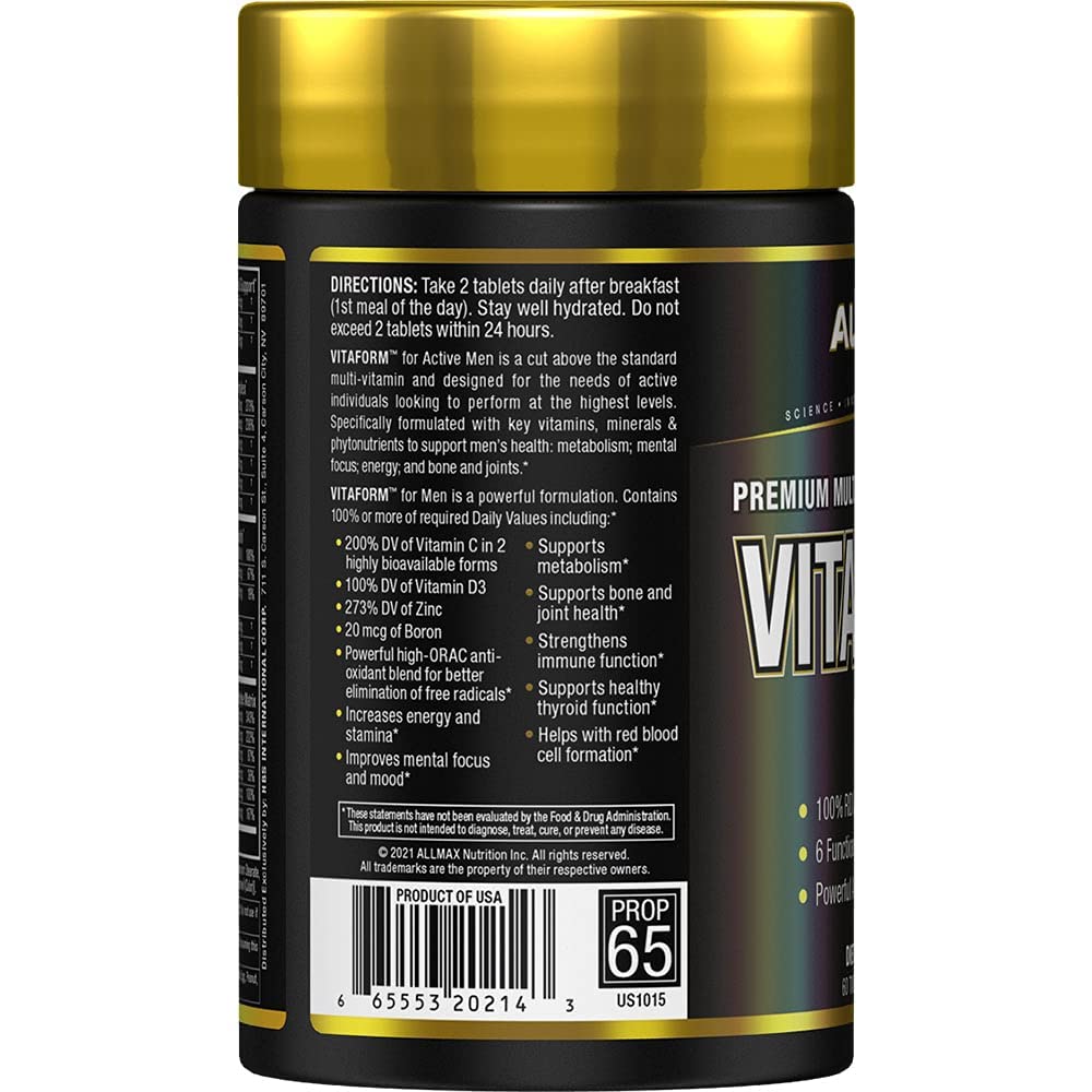 ALLMAX Nutrition Premium Vitaform, Performance Vitamin for Men, 60 Tablets ALLMAXBuy Supplements Australia