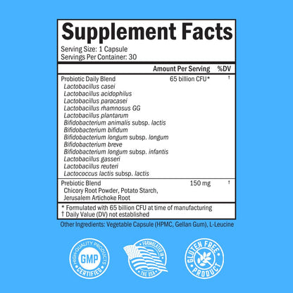 Probiotic 65 Billion - Probiotics with Prebiotic for Women & Men - Lactobacillus BioSchwartzBuy Supplements Australia