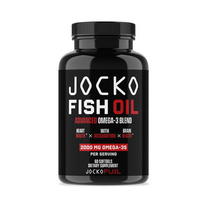 Jocko Fuel Omega 3 Fish Oil Supplement 2000mg - Burpless Fatty Acid Supplement, Wild Caught, Powerful Antioxidant with Astaxanthin (60 Capsules) Jocko FuelBuy Supplements Australia