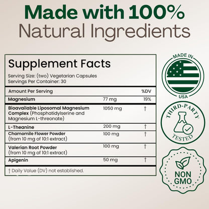 MAGPLUS+ Magnesium L-Threonate w Apigenin & L Theanine | 7-Ingredient Sleep Blend | Brain, Memory, & Sleep Support | Liposomal Magnesium Threonate Supplement (60 Capsules) Plus+UltraBuy Supplements Australia