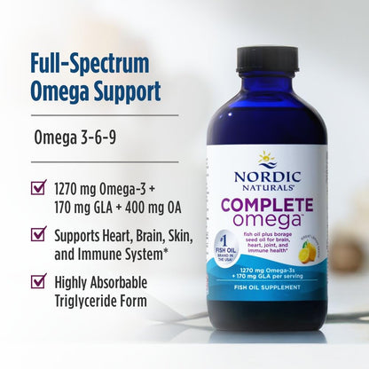 Nordic Naturals Complete Omega, Lemon Flavor - 8 oz - 1270 mg Omega-3 - EPA & DHA with Added GLA - Healthy Skin, Cognition, Positive Mood - Non-GMO - 48 Servings Nordic NaturalsBuy Supplements Australia