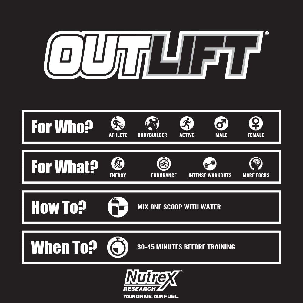 Nutrex Outlift Clinically Dosed Pre Workout Powder with Creatine, 8G Citrulline, BCAA Nutrex ResearchBuy Supplements Australia