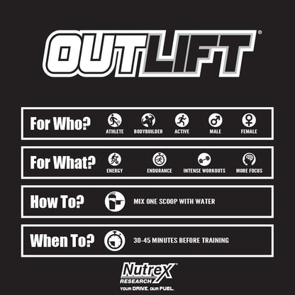 Nutrex Outlift Clinically Dosed Pre Workout Powder with Creatine, 8G Citrulline, BCAA Nutrex ResearchBuy Supplements Australia