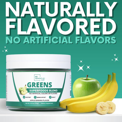 Green Superfood Powder for Digestion & Gut Health - Keto Friendly Superfood Greens Blend Powder for Immune Support - Powdered Greens Supplement for Immune Boost - Apple Banana Flavor My Adventure to FitBuy Supplements Australia
