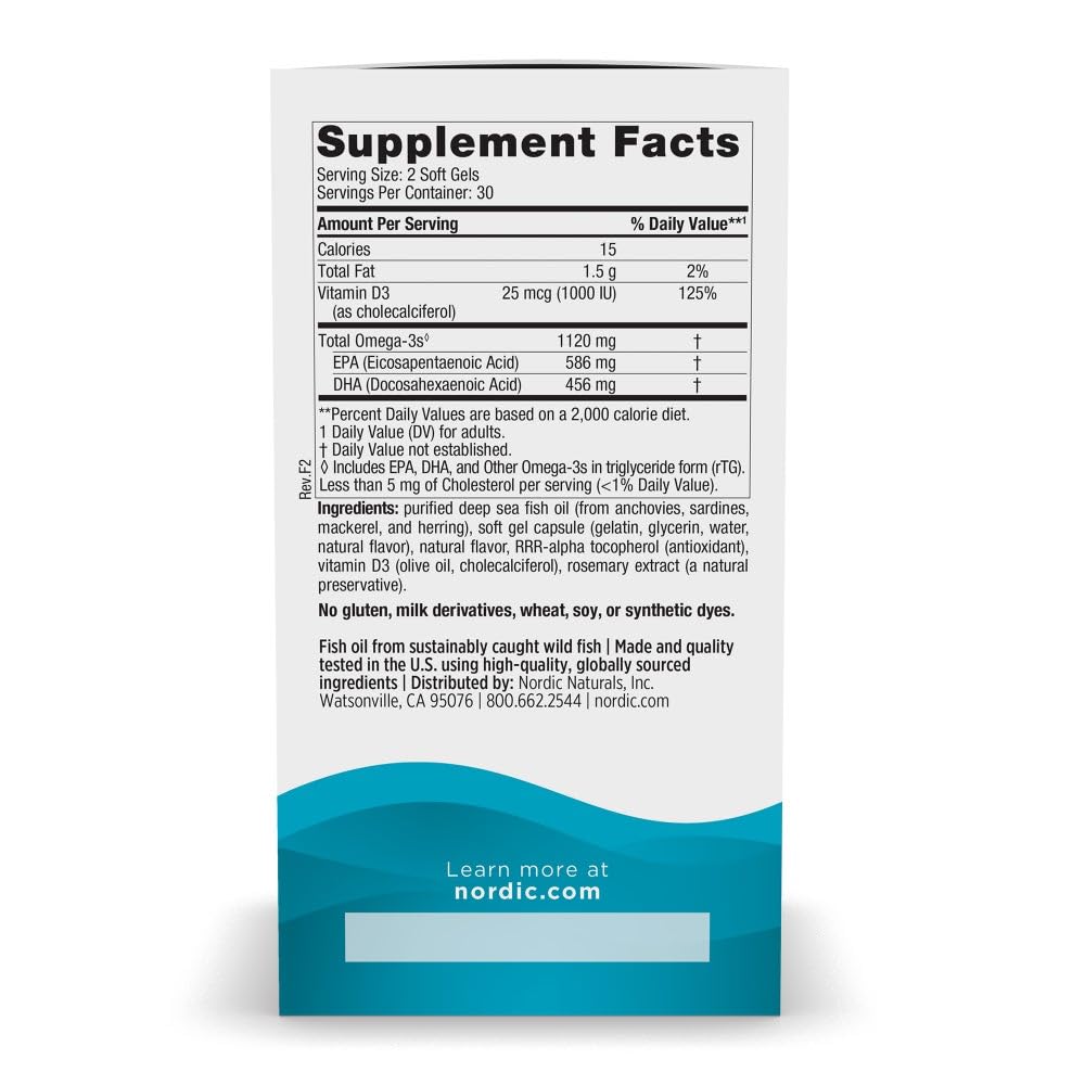 Nordic Naturals Ultimate Omega Mini D3, Lemon Flavor - 60 Mini Soft Gels - 1120 mg Omega-3 + 1000 IU Vitamin D3 - EPA & DHA - Promotes Brain & Heart Health - 30 Servings Nordic NaturalsBuy Supplements Australia