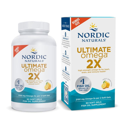 Nordic Naturals Ultimate Omega 2X, Lemon Flavor - 90 Soft Gels - 2150 mg Omega- High-Potency Omega-3 Fish Oil with EPA & DHA - Promotes Brain & Heart Health - Non-GMO - 45 Servings Nordic NaturalsBuy Supplements Australia