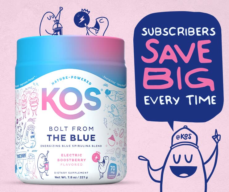 KOS USDA Organic Energizing Blue Spirulina Blend - 70 mg Organic Caffeine, B-Complex KOSBuy Supplements Australia