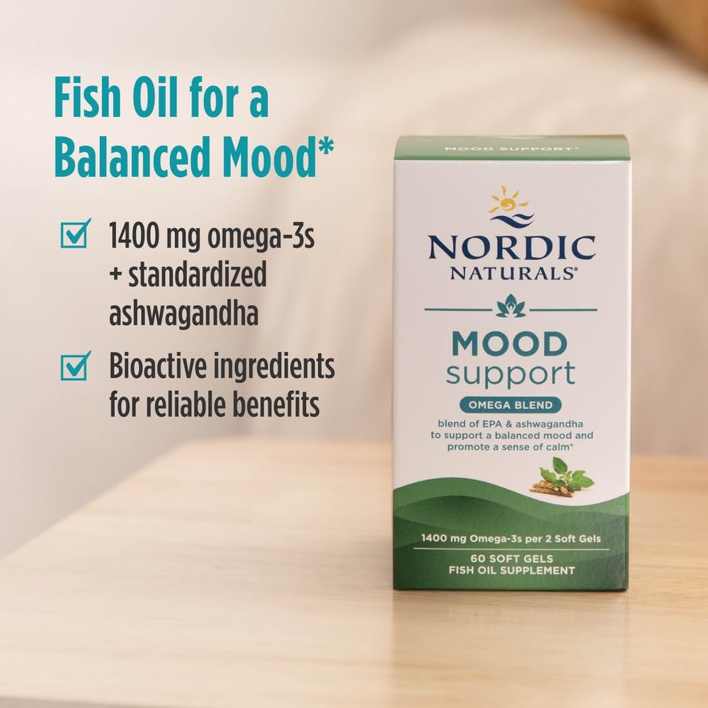Nordic Naturals Mood Support Omega Blend - Unflavored - 60 Soft Gels - 1400 mg Omega-3 Supplement with EPA & DHA - Promotes Balanced Mood and Serenity - Non-GMO - 30 Servings Nordic NaturalsBuy Supplements Australia