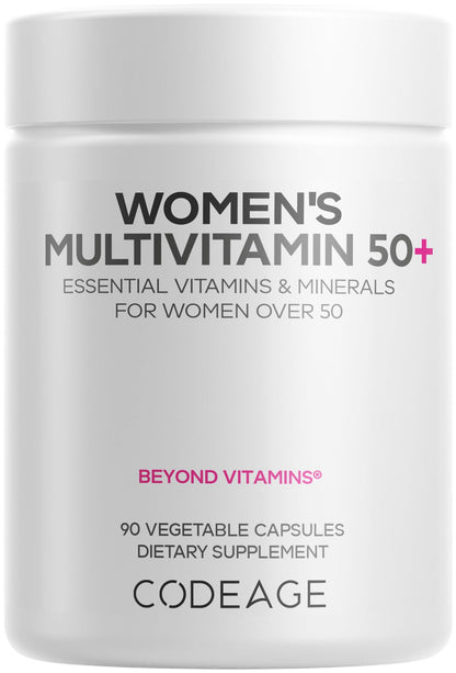 Codeage Women’s Multivitamin 50+ Supplement - Essential Vitamins for Women Over 50, Minerals, CoQ10, Hyaluronic Acid, Probiotics, Black Cohosh, Ashwagandha & Superfoods - Non-GMO - 90 Capsules CodeageBuy Supplements Australia