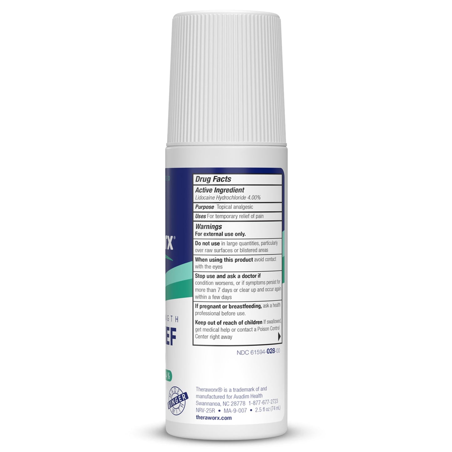Theraworx Maximum Strength Pain Relief Roll-On with Lidocaine, Fast-Acting - 2.5 Oz - 1 Count TheraworxBuy Supplements Australia