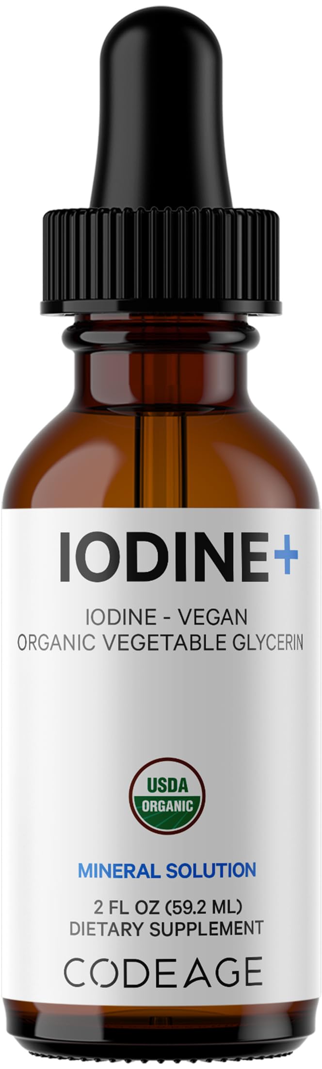 Codeage USDA Certified Organic Iodine Drops - 250 Mcg Per Serving - 1+ Year Supply - Liquid Iodide Supplement - Pure, Clear Iodine - Vegan Potassium Iodine Liquid Drop - 2 fl oz CodeageBuy Supplements Australia