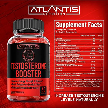 Testosterone Booster For Men Gummies - Enhances Strength & Stamina - Optimizes Physical Atlantis NutritionBuy Supplements Australia