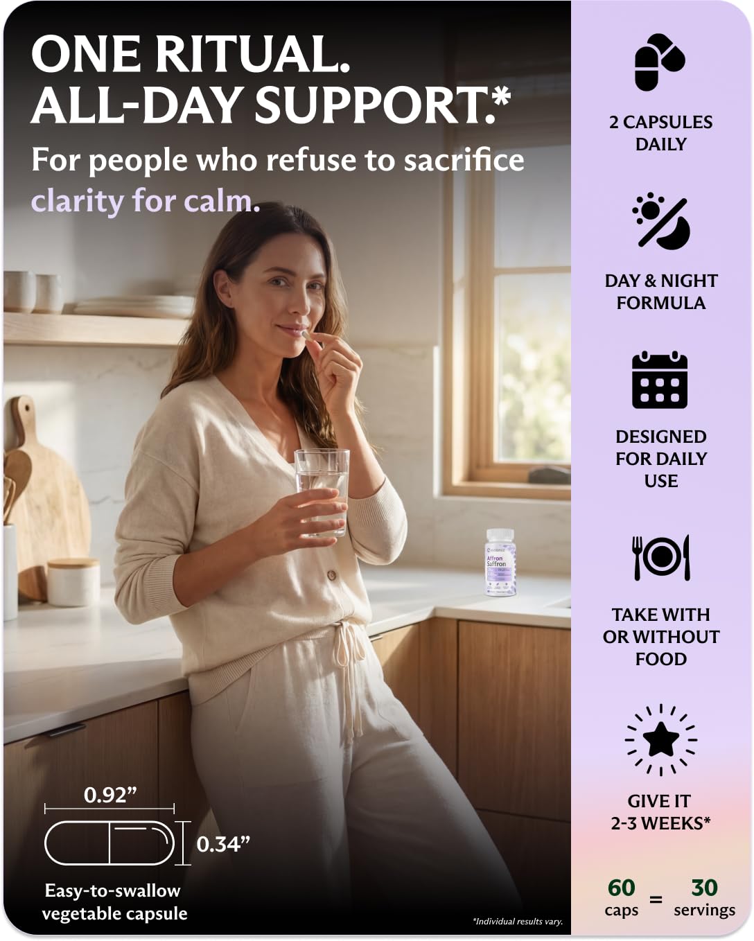 Evolance Saffron Supplements Extract for Stress & Mood Support – Affron 28mg, Magnesium Glycinate 1000mg, L-Theanine 200mg – High Absorption, Sleep & Focus Support, Melatonin-Free, 60 Veggie Capsules EvolanceBuy Supplements Australia