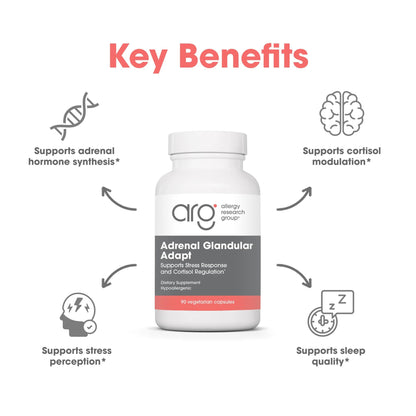 Allergy Research Group - Adrenal Glandular Adapt - Supports Healthy Stress Response and Cortisol Regulation - Hypoallergenic - 90 Vegetarian Capsules Allergy Research GroupBuy Supplements Australia