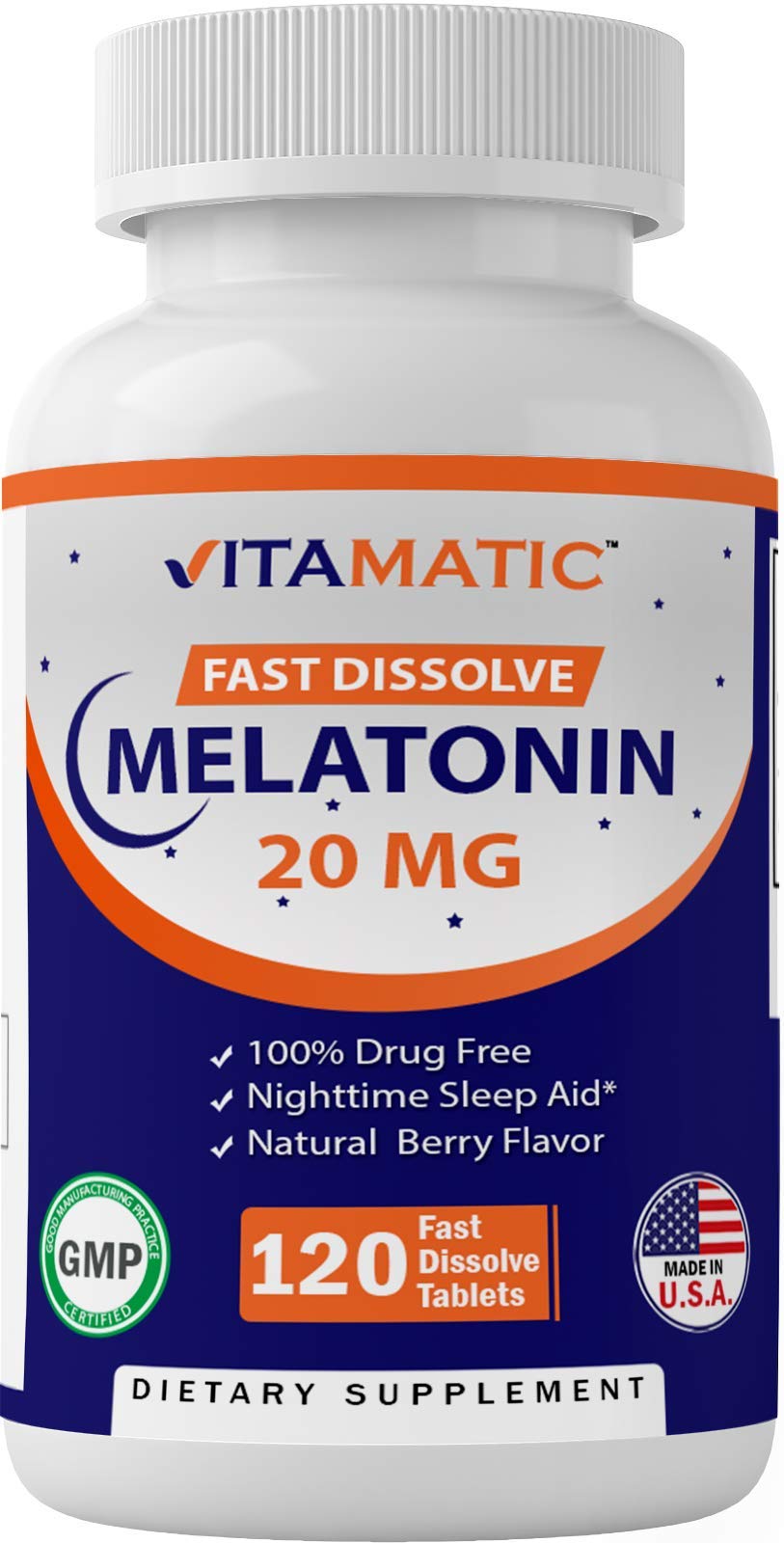 Vitamatic Melatonin 20mg Tablets | Vegetarian, Non-GMO, Gluten Free VitamaticBuy Supplements Australia