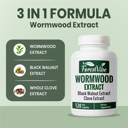 ForestVibe Wormwood Complex with Black Walnut & Clove, 3-in-1 Herbal Blend, Sweet Wormwood Extract Capsules, 120 Vegan Capsules, 2 Month Supply, Non-GMO & Gluten Free Supplement ForestVibeBuy Supplements Australia