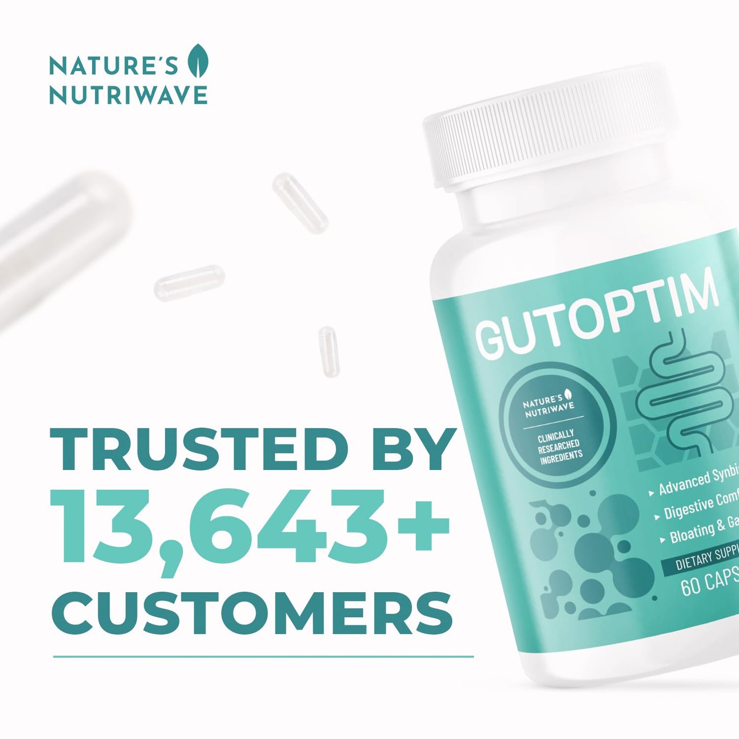 GutOptim Probiotic & Prebiotic Capsules | Pre and Probiotics for Synbiotic Gut Health & Bloating Relief for Women & Men | Enzyme with Probiotics for Digestive Health | Non-GMO, 60 Ct, 3 Month Supply Nature’s NutriWaveBuy Supplements Australia