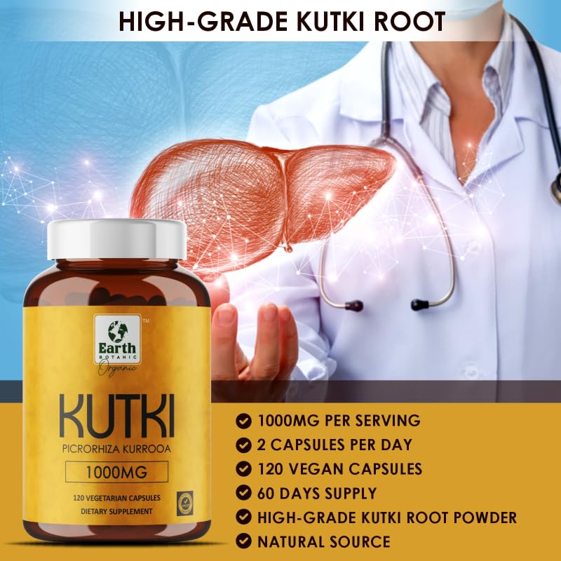 Earth BOTANIC Organic Kutki Root Powder 1000mg 120 Capsules (Picorohiza Kurrooa) Earth BOTANIC OrganicBuy Supplements Australia