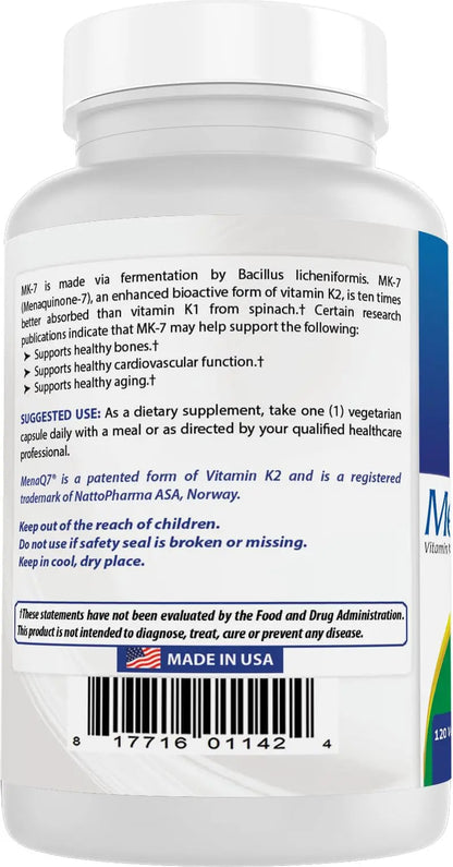 Best Naturals MK-7 Vitamin K2 100 mcg 120 Vcaps Best NaturalsBuy Supplements Australia