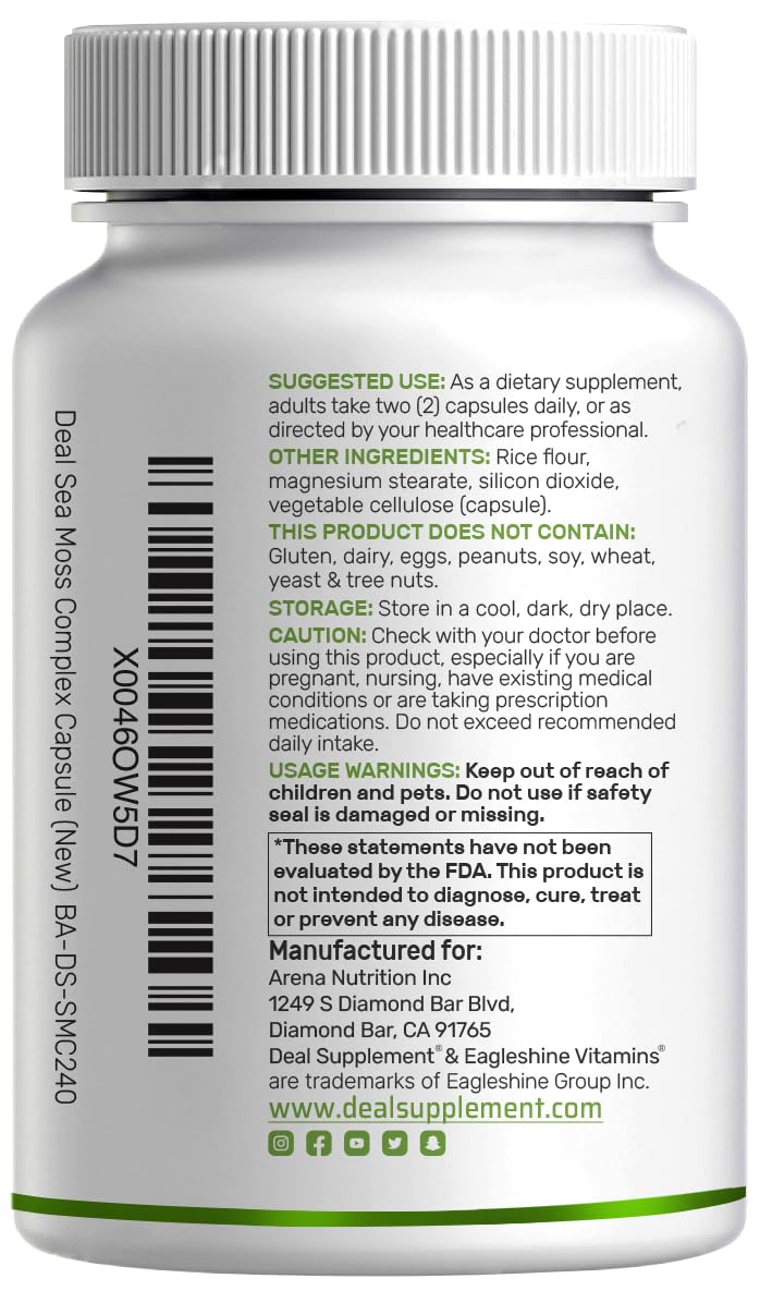 DEAL SUPPLEMENT Irish Sea Moss 240 Veggie Capsules – 14 Superfood Complex with Black Seed Oil, Ashwagandha, & Ginger DEAL SUPPLEMENTBuy Supplements Australia