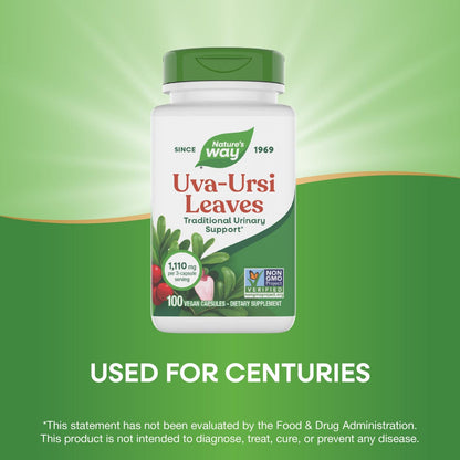 Nature's Way Uva Ursi Leaves, Traditional Urinary Support*, 1,110 mg per 3-Capsule Serving, Non-GMO Project Verified, Herbal Dietary Supplement, Gluten Free, 100 Vegan Capsules (Packaging May Vary) Nature's WayBuy Supplements Australia