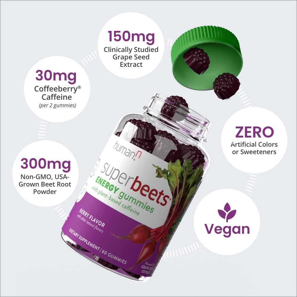 humanN SuperBeets Energy Gummies - Quick Energy & Mental Focus - Help Increase Nitric humanNBuy Supplements Australia