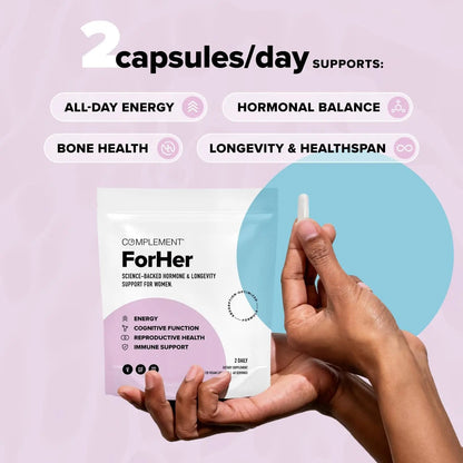 Complement ForHer Multivitamin - Hormone Balance for Women (60 Servings) Inositol Supplement, Longevity Support- B9, Iron - 120 Capsules ComplementBuy Supplements Australia