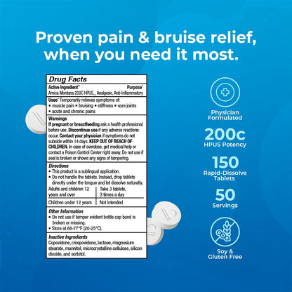 VitaMedica Arnica Montana 200C Rapid Dissolve Tablets for Natural Pain, Bruising, and Swelling Support - High Potency Homeopathic Medicine for Injury and Surgery Recovery - 150 Ct - 50 Servings VitaMedicaBuy Supplements Australia