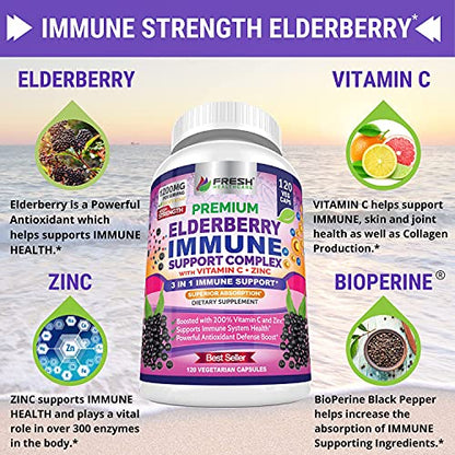 FRESH HEALTHCARE Elderberry Capsules - High Potency Black Elderberry with Zinc FRESH HEALTHCAREBuy Supplements Australia
