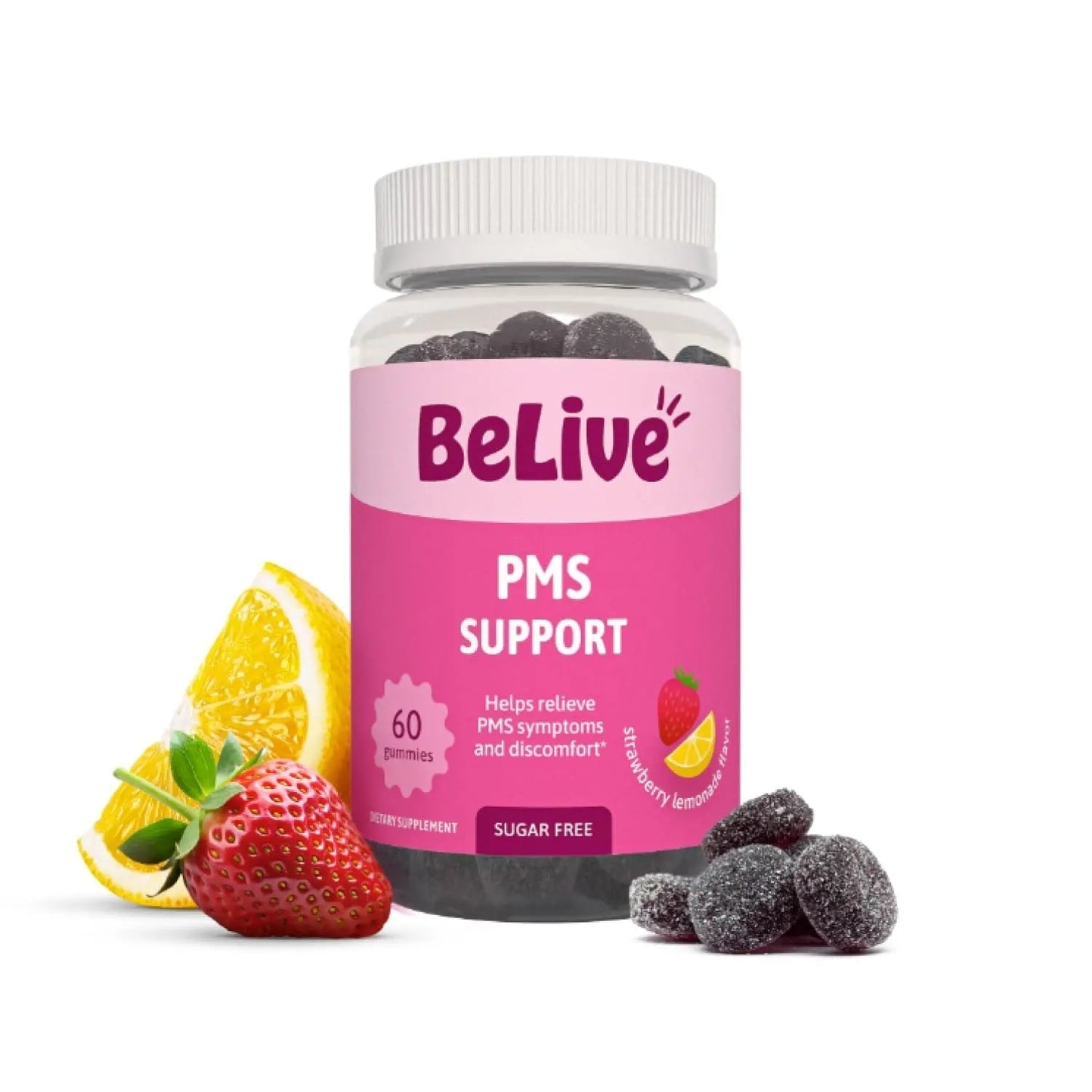 BeLive PMS Support Gummies Supplement – Helps Relieve PMS Symptoms – Hormonal Balance Mood Swings & Cramps Relief, Bloating Support – with Chaste Tree Extract - Strawberry Lemonade Flavor – 60 Count BeLiveBuy Supplements Australia
