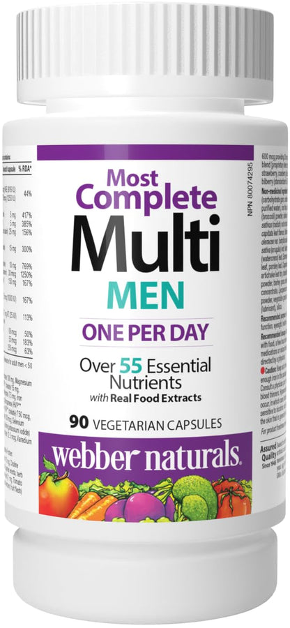 Webber Naturals Men's Most Complete Multi, 90 Vegetarian Capsules Webber NaturalsBuy Supplements Australia