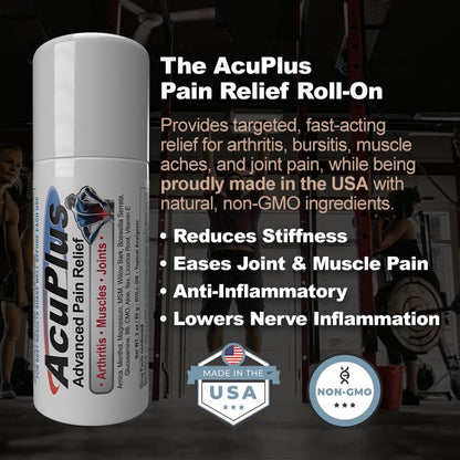 AcuPlus - Pain Relief Roll On - Topical Anti Inflammatory to Soothe Muscles & Joints - Arthritis Pain Reliever, Bursitis, Tendonitis Cream - TSA Compliant, Convenient Roll On - 3 fl. oz. (Pack of 1) AcuPlusBuy Supplements Australia