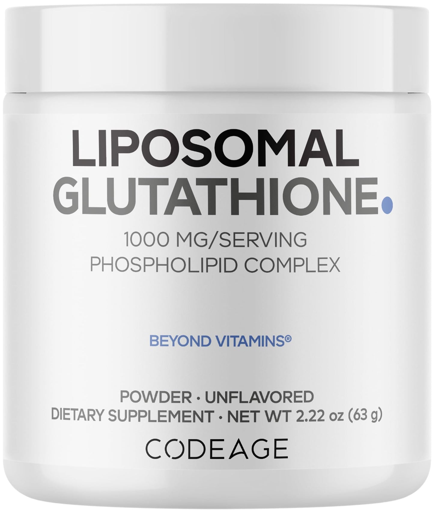 Codeage Liposomal Glutathione Powder - 1,000 mg Vegan Reduced L-Glutathione per Serving, Liposomal Delivery - 2-Month Supply - Unflavored - Phospholipid - Non-GMO Gluten-Free - 2.22 Oz CodeageBuy Supplements Australia