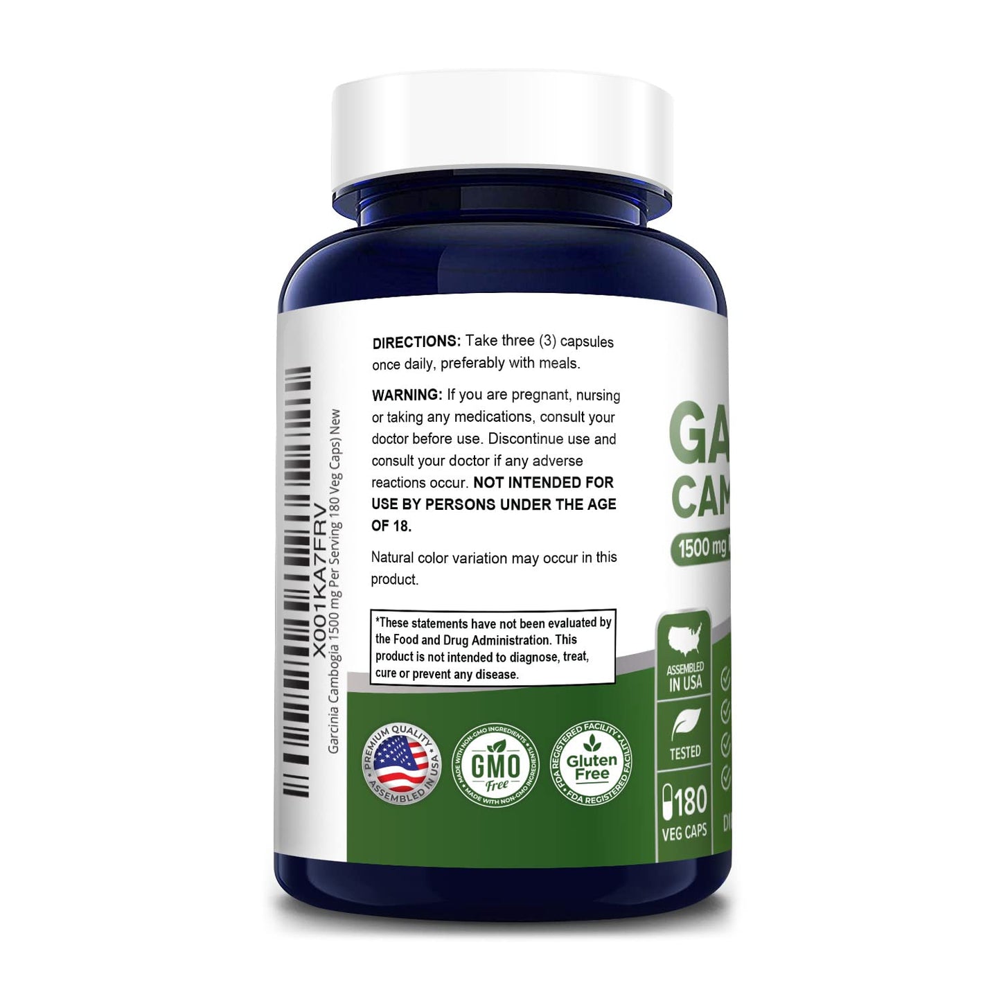 Garcinia Cambogia 180 Veggie Caps 1500mg (Vegetarian, Natural, Non-GMO & Gluten Free) NusaPureBuy Supplements Australia