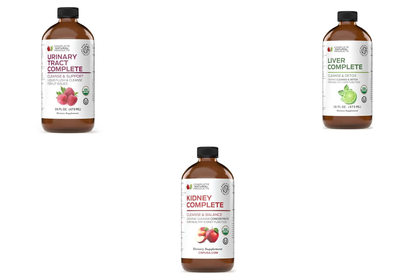 Complete Natural Urinary Tract Complete 12oz, Liver Complete 16oz, Kidney Complete 12oz Bundle Complete Natural ProductsBuy Supplements Australia