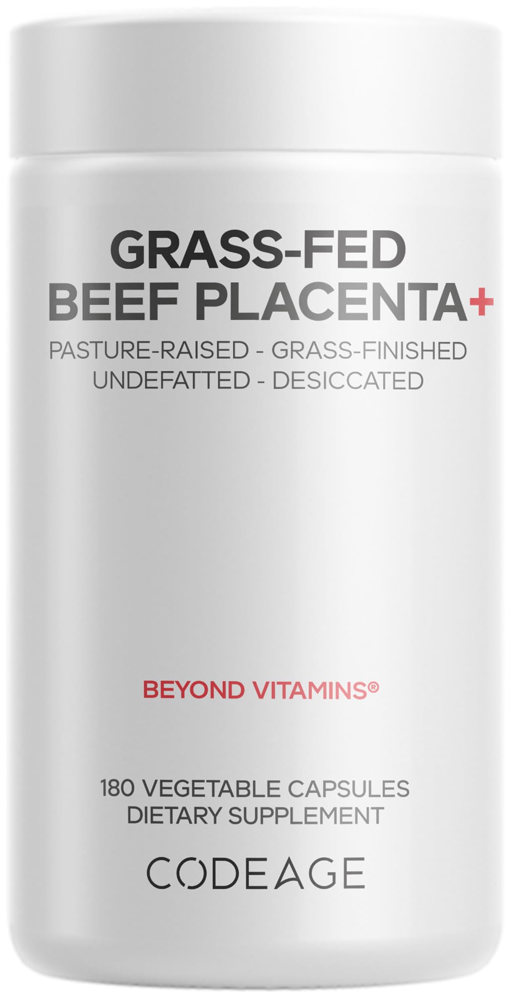 Codeage Grass-Fed Beef Placenta Supplement - Bovine Placenta – Pasture-Raised, Grass-Finished, Undefated, Desiccated - Non-GMO - 180 Capsule CodeageBuy Supplements Australia
