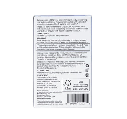 Codex Labs Shaant Clear Skin Supplement – 60 Vegan Capsules | Acne Probiotics with 9-Strain Blend, Green Tea EGCG & Guggul – Daily Support for Acne-Prone Skin & Clear Complexion Codex LabsBuy Supplements Australia