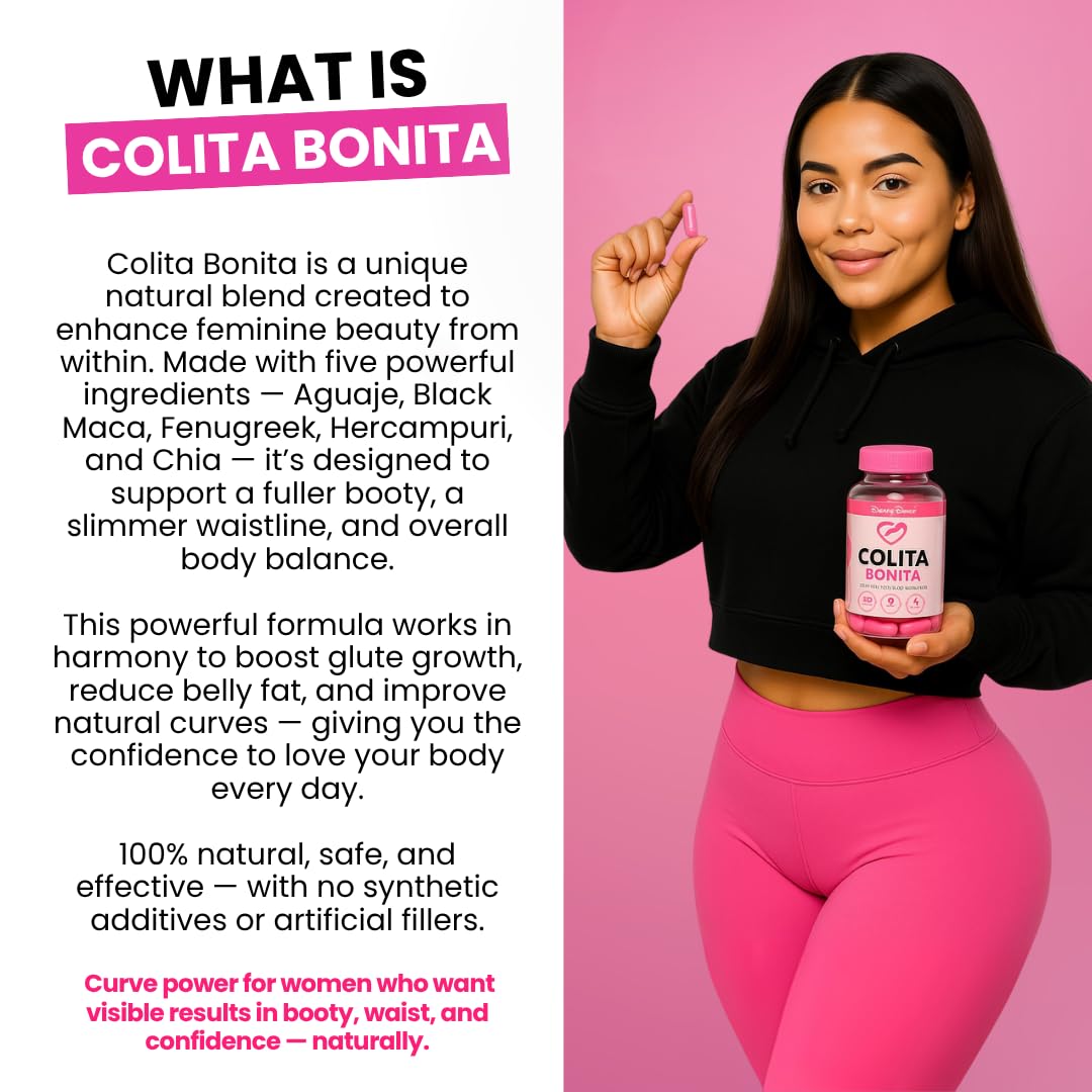 Colita Bonita – Aguaje, Black Maca & Fenugreek Pills – Natural Booty Growth & Hip Shaping Supplement – Supports Curves, Hormonal Balance & Waist Definition – 60 Capsules (30-Day Supply) Curvy FruitBuy Supplements Australia