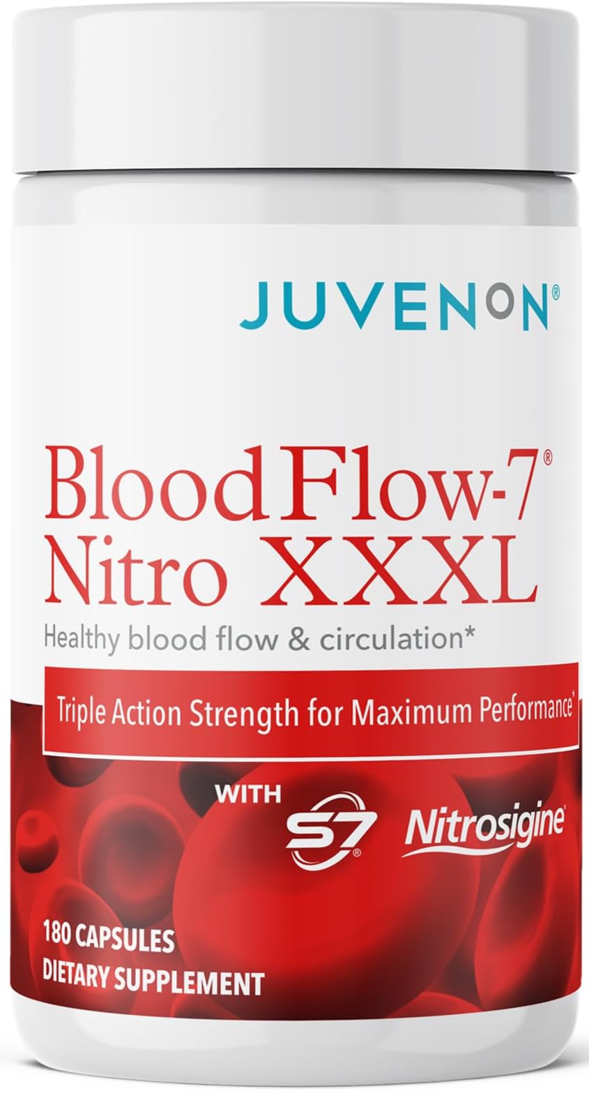 Juvenon BloodFlow-7 XXXL Nitric Oxide Supplements for Men & Women - More Powerful, Longer Lasting Natural Nitric Oxide Booster with Nitrosigine® + S7®
