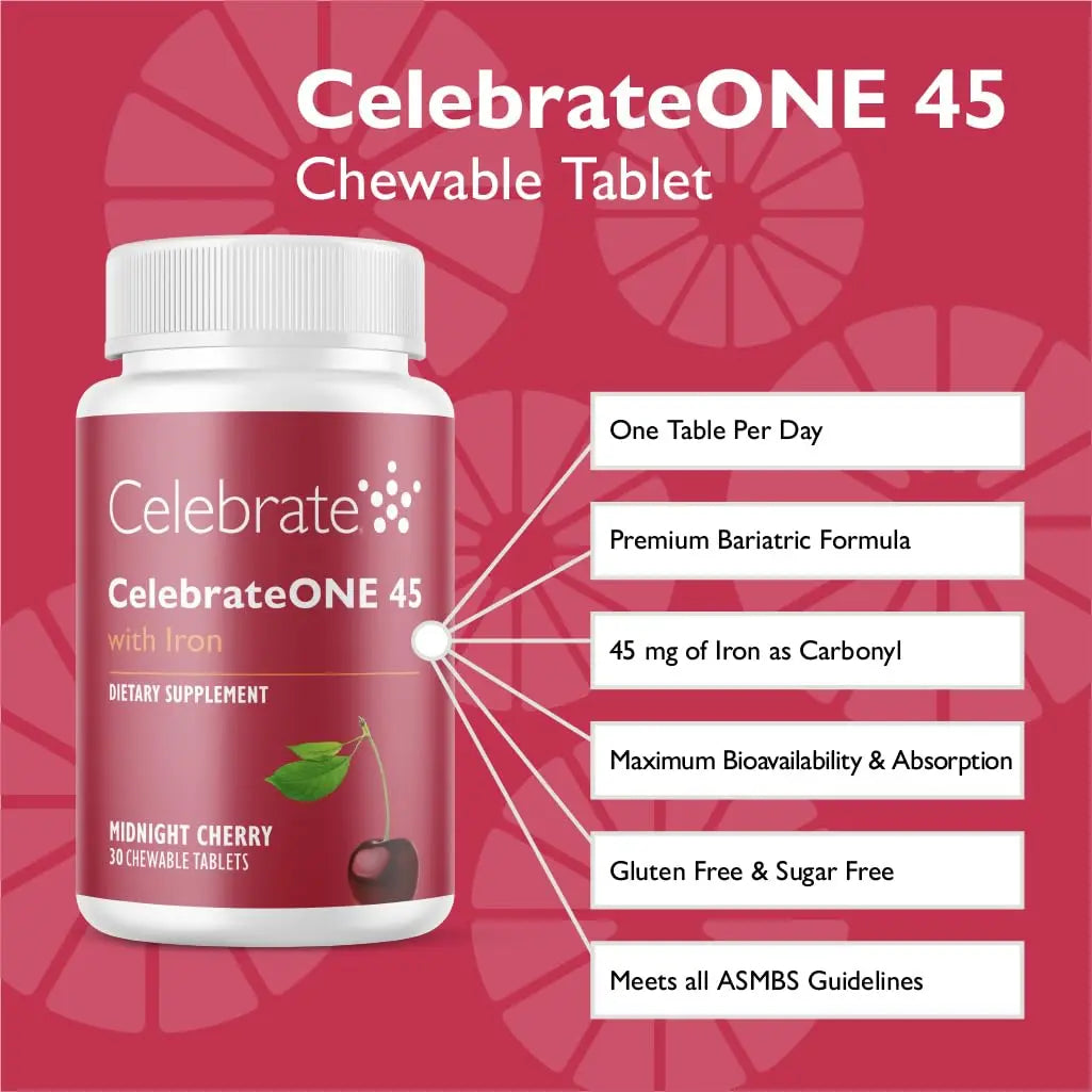 Celebrate Vitamins CelebrateONE 45 Chewables, 45mg Iron - Once Daily Bariatric Multivitamin, Essential Vitamins & Minerals Celebrate Bariatric SupplementsBuy Supplements Australia