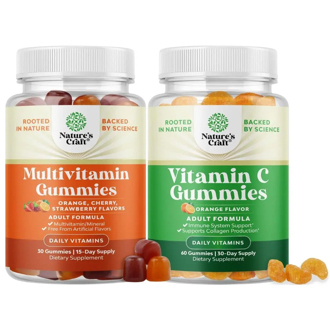 Bundle of Multivitamin Gummies for Adults - Vitamin Gummy for Energy and Immunity - Halal and Chewable Vitamin C Gummies for Adults Natures CraftBuy Supplements Australia